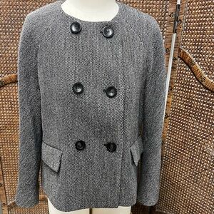 Ann Taylor jacket gray tweed double breasted jacket size 10